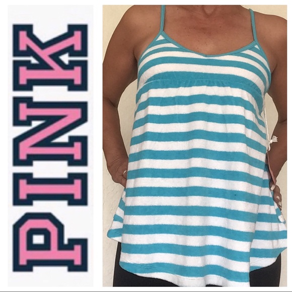 PINK VICTORIAS SECRET UNIVERSITY OF PINK COLLECTION TERRYCLOTH STRIPED T… - Picture 1 of 11